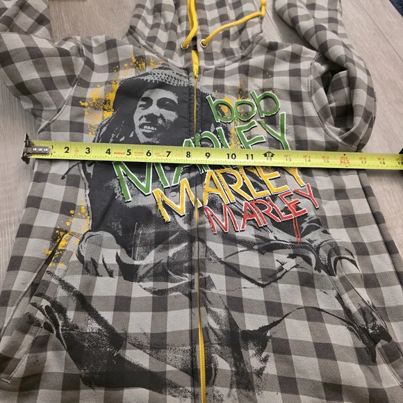 Zion Rootswear Gray and Yellow Bob Marley Hoodie - Picture 11 of 12
